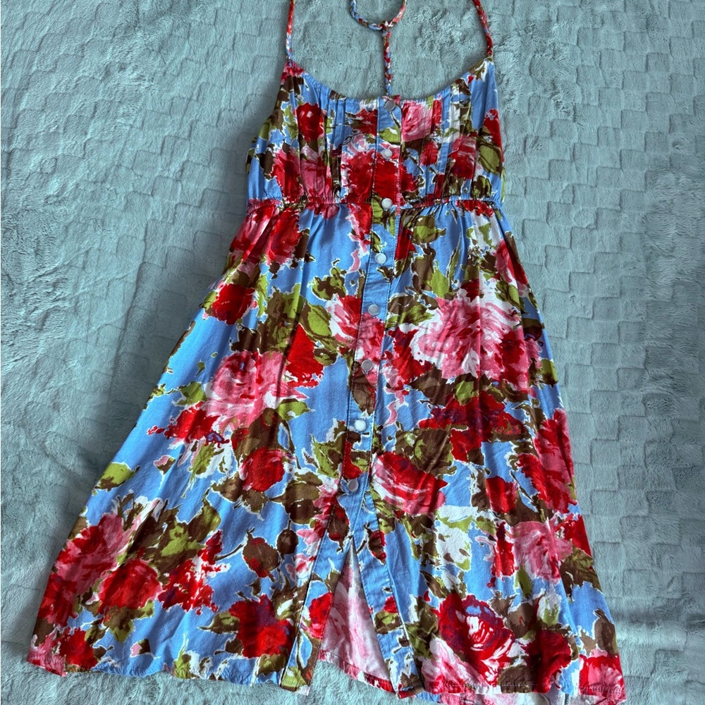 Floral Kids Dress - Blue and Red
